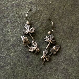 Elegant Sterling Silver GrapeLeaf Earrings, VTG, Converted